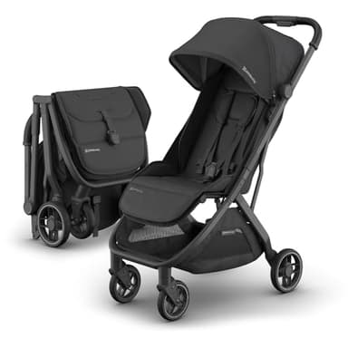 UPPAbaby Minu V3 Travel Stroller | Lightweight + Compact Design | One-Hand Fold + Unfold | from Birth + Overhead Compatible | Jake (Charcoal/Carbon Frame/Black Leather) - Image 1