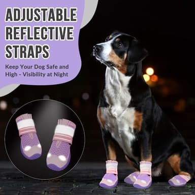 SlowTon Dog Shoes for Large Small Medium Dogs - Breathable Dog Boots for Summer Hot Pavement, Paw Protector for Outdoor Walking Winter Snow, Anti-Slip Rubber Dog Booties for Hard Floor (Pale Pink, 0) - Image 7