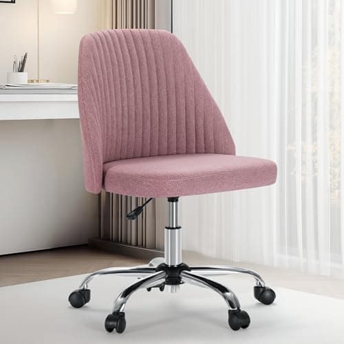 Sweetcrispy Armless Office Chair, Modern Fabric Home Office Desk Chairs with Wheels Adjustable Swivel Task Computer Vanity Seat for Small Spaces - Image 1