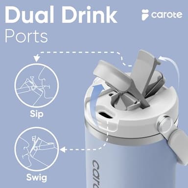 CAROTE 3-Pack Insulated Stainless Steel Water Bottles with Upgraded Leakproof Tech, Car Holder Fit & Scratch-Resistant, 32/32/40 oz Travel Straw Tumblers Set for Home/Car/Outdoor (Blue) - Image 3