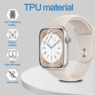 YMHML [ 8 Pack Screen Protector Compatible for Apple Watch 41mm Series 9 Series 8 Series 7, [Upgrade Flexible Film] Soft HD Clear Anti-Scratch Film for iWatch 9 8 7 Accessories - Image 2