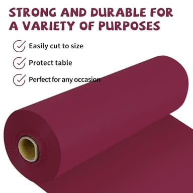 JHDZDHY 54 Inch X 300 Feet Plastic Table Cover Roll Premium Disposable Plastic Tablecloth for All Type/Shape Tables | Picnic, Party, Banquet, Birthdays, Weddings (Burgundy, 54 Inch X 300 Feet) - Image 4
