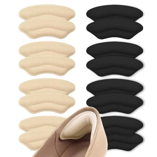 8 Pairs Heel Pads for Shoes Heel Grips Liner, Soft Heel Cushion Pads Heel Inserts for Shoes Too Big Women Men, Anti-Slip Fillers Heel Protectors for Blisters, Friction & Heel Pain, Beige and Black - Image 1