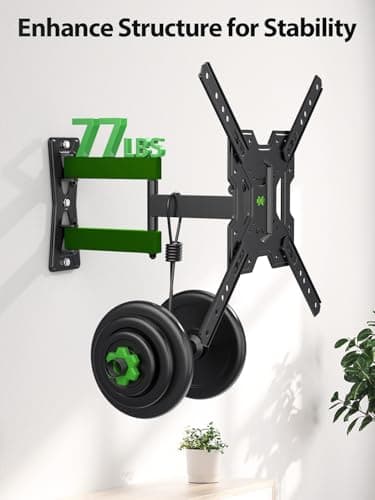 USX MOUNT UL Listed Full Motion TV Mount, Swivel Articulating Tilt TV Wall Mount for 26-65 Inch LED, 4K, Wall Mount Bracket with VESA 400x400mm Up to 77lbs, Perfect Center Design -XMM006-1 - Image 5