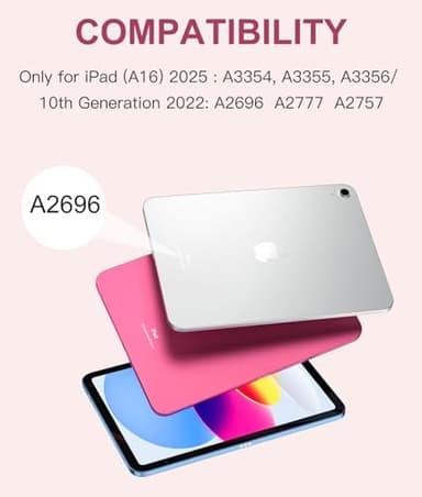 Harvopu Compatible for iPad 11th 10th Generation Case with Keyboard, Folio Cover with Pencil Holder, Multi-Touch Trackpad, 7 Color Backlit, Detachable Keyboard for iPad (A16) 11th/10th Gen (Light Pink - Image 2