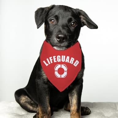 Lifeguard Dog Bandana Funny Cute Pet Dog Cat Bandana Red Dog Bandana Photo Prop Pet Scarf Decorations Accessories for Dog Lovers Owner Gift - Image 6