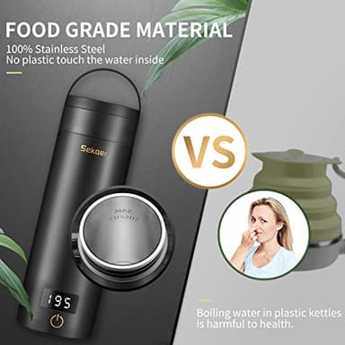 Sekaer Travel Electric Tea Kettle Portable Small Mini Coffee Kettle, with 4 Variable Presets, Personal Hot Water Boiler 304 Stainless Steel with Auto Shut-Off & Boil Dry Protection, SY-618B - Image 4