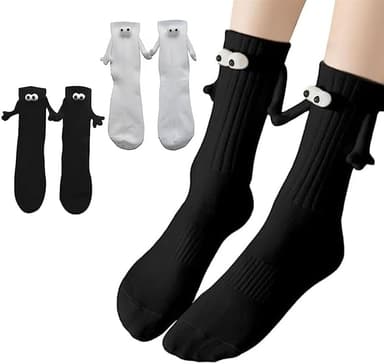 2 Pairs Magnetic Holding Hands Socks - Funny Gifts for Women & Men, Teens, Couples, Friends - Image 2