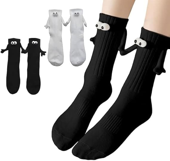 2 Pairs Magnetic Holding Hands Socks - Funny Gifts for Women & Men, Teens, Couples, Friends - Image 1