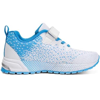 KUBUA Kids Sneakers for Boys Girls Running Tennis Shoes Lightweight Breathable Sport Athletic White Blue - Image 6