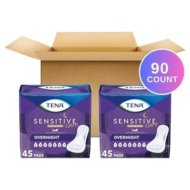 TENA Sensitive Care Incontinence Pads, Bladder Control, Postpartum for Women, Overnight Absorbency, Extra Coverage, 90 Count - Image 2