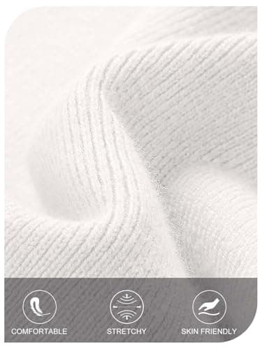 MEROKEETY Women's Fall Off Shoulder Bodycon Sweater Dress 2025 Formal Long Sleeve Elegant Club Party Midi Maxi Dresses, White, Small - Image 5