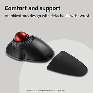 Kensington Orbit Wireless Trackball with Scroll Ring - Black-Red (K70990WW), - Image 9