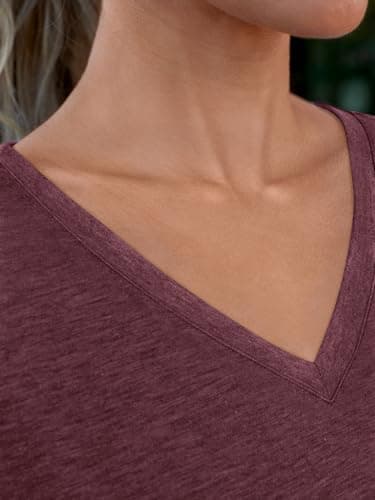 AUTOMET Short Sleeve Casual Tunic Tees Tops V Neck T-Shirts Womens Fashion Trendy Comfy Summer Outfits Clothes 2025 WineRed XL - Image 5