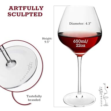 Gusto Nostro Crystal Wine Glasses Set of 4, 22 Oz Long Stem Modern Wine Glasses for White and Red Wine, Dishwasher Safe, Fancy, Elegant, Large and Tall Wine Glass for Wedding Christmas Anniversary - Image 8