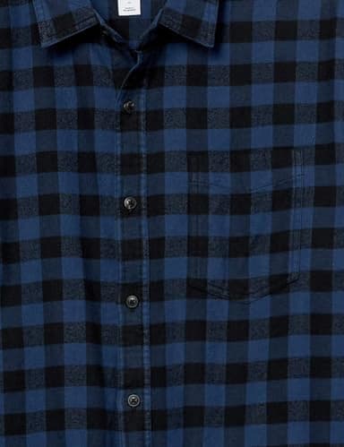 Amazon Essentials Men's Long-Sleeve Flannel Shirt (Available in Big & Tall), Black Blue Buffalo Plaid, Medium - Image 6