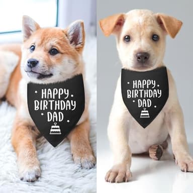 Happy Birthday Dad Dog Bandana for Dogs Black Bandana Funny Birthday Photo Prop Pet Scarf Accessories for Pet Dogs Lovers - Image 3