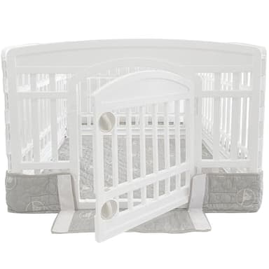 PJYuCien Dog Playpen Bottom Pad Fits for 36 Inch 4 Panels Exercise Pet Pen, Using as a Fence Stabilization and Puppy Pen Mat, Hoop and Loop Design, Grey (Playpen Not Included) - Image 2