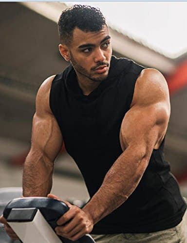 COOFANDY Men's 2 Pack Workout Hooded Tank Tops Bodybuilding Muscle Cut Off T Shirt Sleeveless Gym Hoodies - Image 2