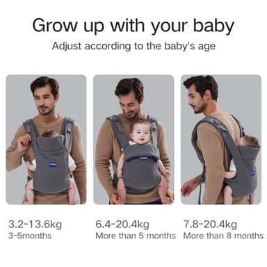 YEMKEZO Baby Carrier Newborn to Toddler,Newborn Carrier with Head Support, Cozy Baby Holder Carrier for Dad Mens (All-Gray) - Image 6