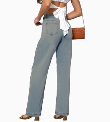 ETTELO Womens Jeans High Waisted Straight Leg Loose Stretchy Lightweight Tummy Control Trendy Jeans for Women 2025 - Image 2