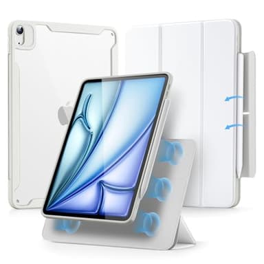 ESR for iPad Air 11 Inch Case M3/M2 (2025/2024), iPad Air 5th/4th Gen Case (2022/2020) 10.9 Inch with Pencil Holder, Removable Magnetic Cover, Vertical Stand, Rebound 360 Series, White - Image 1