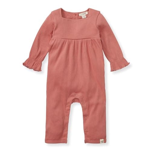 Burt's Bees Baby Baby Girls Romper - 100% Organic Cotton, One-Piece Shortall Girl Outfit for Sizes Newborn to 24 Months - Image 1