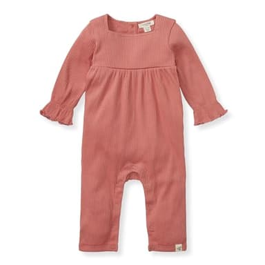Burt's Bees Baby Baby Girls Romper - 100% Organic Cotton, One-Piece Shortall Girl Outfit for Sizes Newborn to 24 Months - Image 1