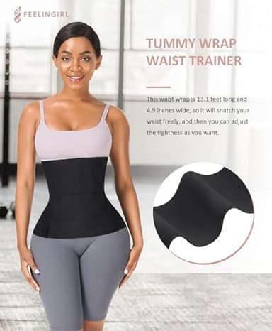 FeelinGirl Waist Trainer for Women Bandage Wrap Trimmer Belt Long Torso Tummy Wraps Belly Body Shaper Waist Trimmer Belt - Image 2