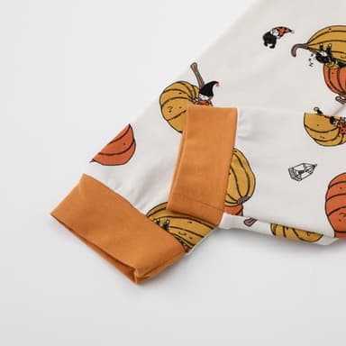 Owlivia 100% Organic Cotton Baby Long Sleeve Pajama Sets, Toddler Boy Girl 2-Piece Sleepwear (5-6 Years, Orange Bat Pumpkin) - Image 5
