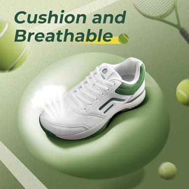 FitVille Wide Pickleball Shoes Men Tennis Racquetball Squash Shoes for Men All Court with Arch Support-Tennis V3(White Green, 8.5 Wide) - Image 5