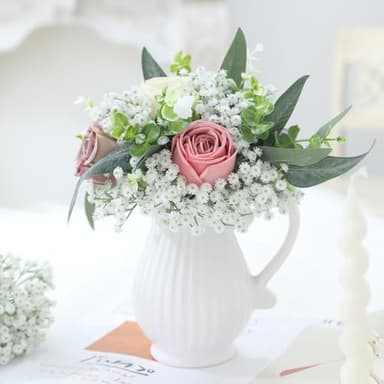 30pcs Babys Breath Artificial Flowers for Indoors Fake Plastic Plants Faux Shrubs Greenery Wheat Grass for Spring Summer Window Box Office Table Kitchen Home Decoration (White) - Image 5