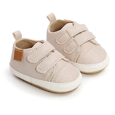 BABSMULY Baby Boys Girls Shoes Non-Slip Rubber Sole High-Top PU Leather Sneakers Infant First Walking Shoes Toddler Crib Shoes Newborn Loafers Flats.(Beige, 6-12 Months) - Image 6