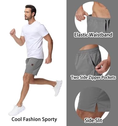 Yundobop Men's Casual 7 Inch Shorts Twill Drawstring Summer Beach Stretch Golf Shorts with Zipper Pockets Grey 28 - Image 4