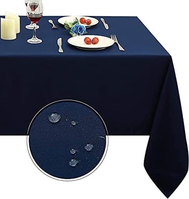 Obstal Rectangle Table Cloth, Oil-Proof Spill-Proof and Water Resistance Microfiber Tablecloth, Decorative Fabric Table Cover for Outdoor and Indoor Use (Navy Blue, 60 x 84 Inch) - Image 1