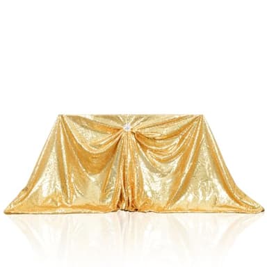PartyDelight Sequin Tablecloth Sparkly Gold 50"X80" Rectangle for Wedding Party Christmas Decorations - Image 8