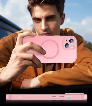 SPIDERCASE Designed for iPhone 15 Case, Magnetic Translucent with 2PCS Tempered Glass Screen Protector Anti-Fingerprint Anti-Scratch Phone Case,Pink - Image 7