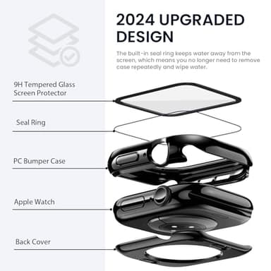 Tensea (2 in 1) for Waterproof Apple Watch Screen Protector Case Series 11/10 46mm Accessories, 360 Front and Back, iWatch PC Face Cover with Tempered Glass for Women Men, 46 mm - Image 3