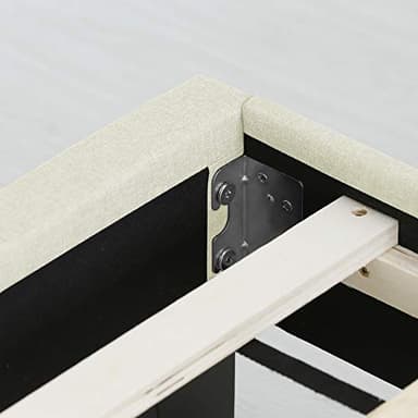 Furinno Laval Button Tufted Upholstered Platform Bed Frame, Twin, Linen - Image 6