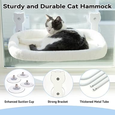 Cat Window Perch, Cat Window Hammock Soft and Comfortable Window Seat Bed with Washable Cover,Simple Install and Easy Clean Upgraded Suction Cups Hold up to 40lbs,Suitable for Window Width Over 24in - Image 6