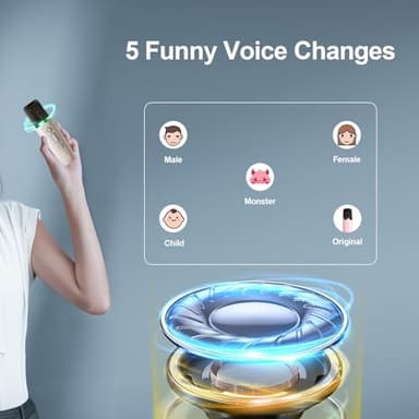 Mini Karaoke Machine for Kids Adults,Portable Bluetooth Speaker, 1-2 Wireless Microphones with Fun Voice Changing Function-Toys for 5 6 7 8 9 10 Year Old Girl Boys Birthday Gifts Ideas - Image 8