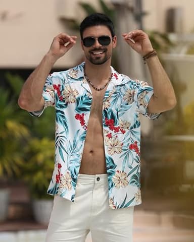 APTRO Men's Hawaiian Shirt Short Sleeve Tropical Vacation Button Down Beach Floral Palm Shirts #209 4X - Image 2