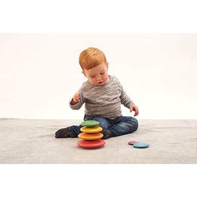 TickiT Rainbow Buttons - Set of 7 - Wooden Stacking Stones for Babies and Toddlers Aged 0+ - Natural Toy for Early Development and Open-Ended Play - Image 2