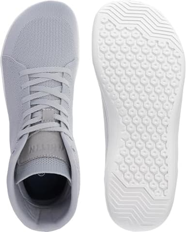 WHITIN Men's Wide Toe Box High Top Barefoot Shoes Minimalist Sneakers Zero Drop Sole Ankle Size 10 Width 10W Trainer Tennis Minimus Training Grey 44 - Image 5