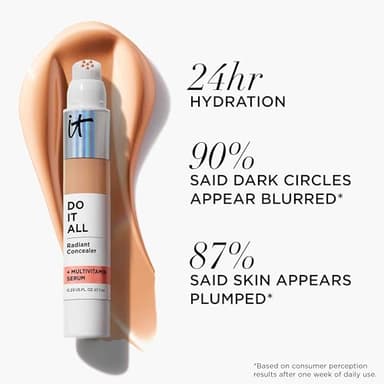IT Cosmetics Do It All Radiant Concealer ­­– Makeup Concealer – Hydrate & Brighten – Creaseless Medium Coverage & Radiant Finish ­­– Niacinamide & Hyaluronic Acid - Light Neutral, 0.2 Fl Oz - Image 10