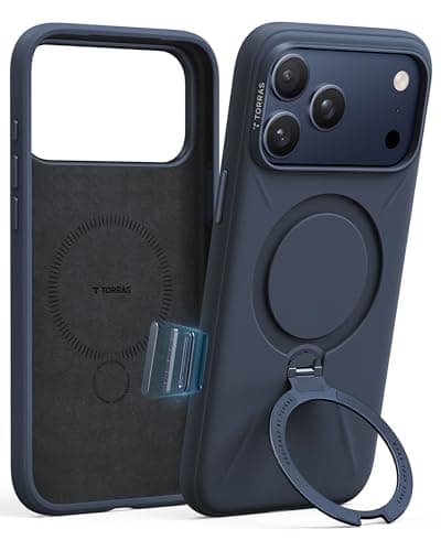 TORRAS Ostand Q3 Silicone for iPhone 17 Pro Max Case, Fit for MagSafe, 360 Spin Ring Holder Stand, Soft Liquid Silicone Cozy Grip, Camera Control, Protective Case for iPhone 17 Pro Max, Deep Blue - Image 1