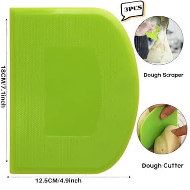 SURDOCA Dough Scraper Bench Scraper - 3P 7.1x4.9" Plastic Flexible Bowl Scraper, Sharp Edge & Angles Cake Scraper. Non-Slip Bakeware Decorating Tools Sculpting & Modeling Tools - Blue+Yellow+Green - Image 2
