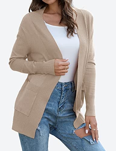 REDHOTYPE Womens Cardigans with Pockets Casual Long Sleeve Open Front Cardigan for Women, Camel Heather, Medium - Image 2