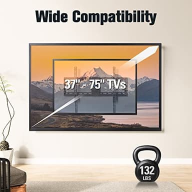 Mounting Dream UL Listed TV Mount for Most 37-75 Inch TV, Universal Tilt TV Wall Mount Fit 16", 18", 24" Stud with Loading Capacity 132lbs, Max Vesa 600 x 400mm, Low Profile Flat Wall Mount Bracket - Image 3