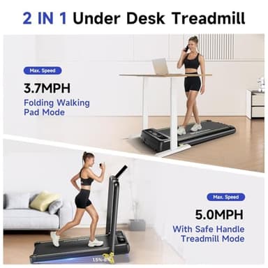 YPOO Foldable Treadmill with Incline, Walking Pad with Handle Bar 3 Level Incline, Portable Folding Treadmills for Home/Office 300 Lbs Capacity, Quiet Desk Treadmill with Remote Control & APP - Image 2